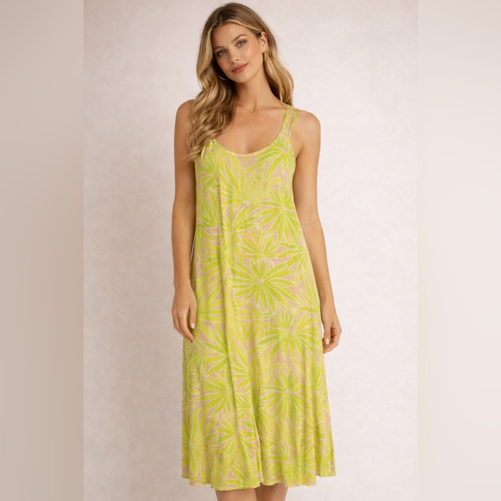 Sigrid‎ Olsen Tropical Linen Blend Maxi Dress Size M